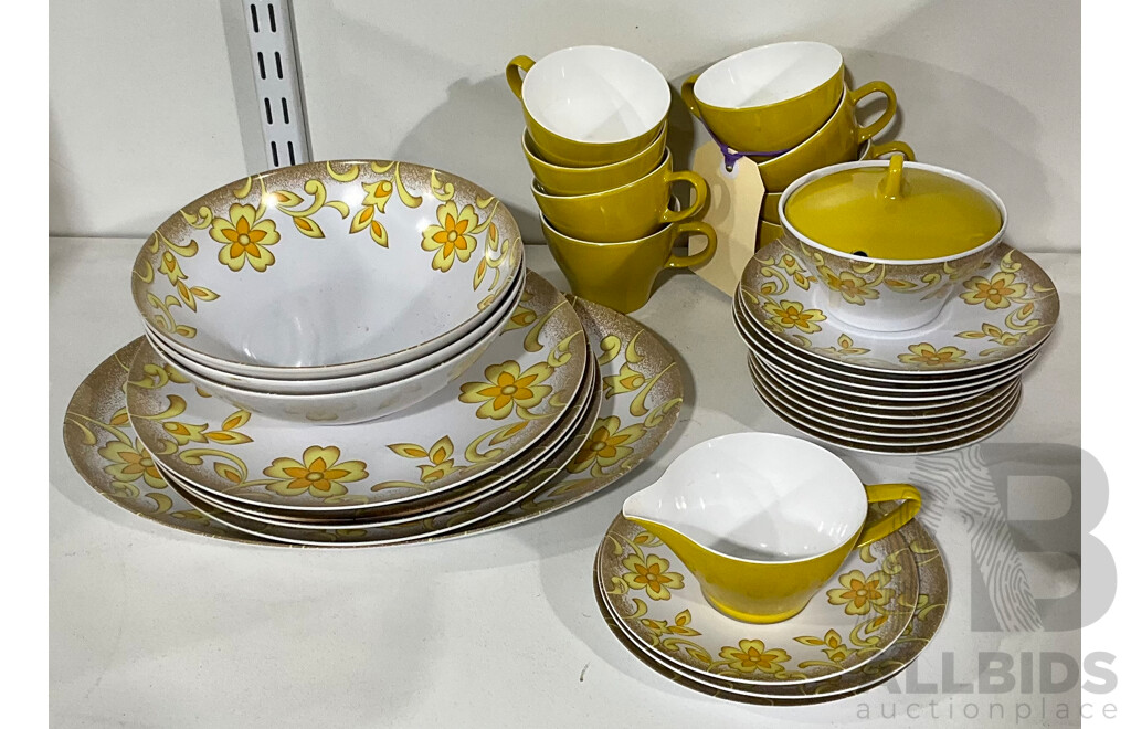 Large Collection of Vintage Noritake Melamine Ware in Yellow