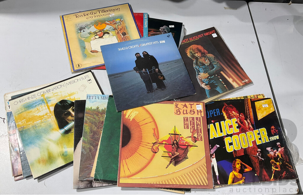 Collection Approx 19 Vinyl LP Records Including ALice Cooper, Elton John, Cat Stevens and More