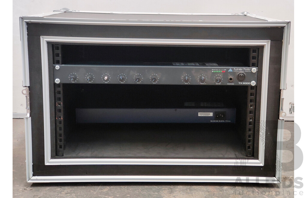 Wheeled Road Case with 6 Channel Mic/Line Mixer and NETGEAR 24 Port Switch