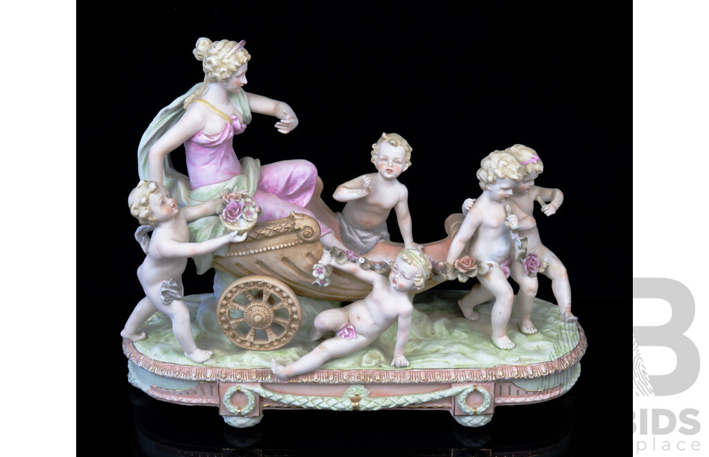 Vintage German Kalk Porcelain Figural Display Piece with Classical Form, Marks to Base