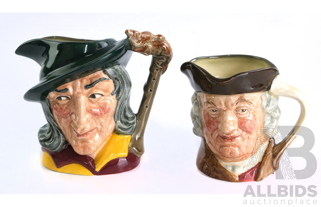 Two Royal Doulton Porcelain Miniature Character Jugs COmprising Pied Piper & Sam Johnson