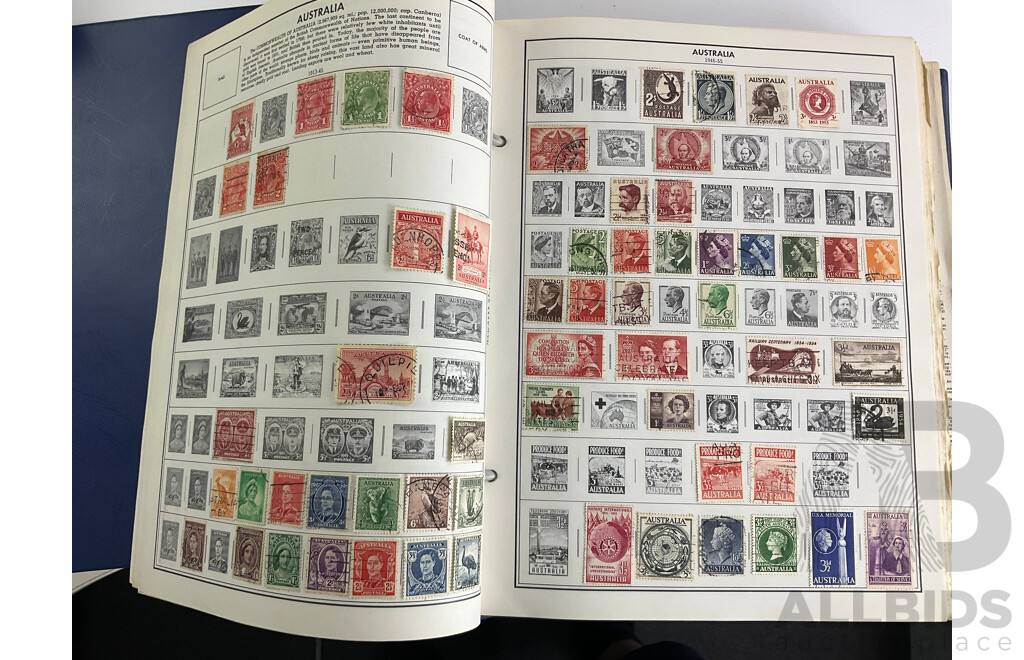 Collection of International Mostly Cancelled Stamps Albums Including Statesman Deluxe Album, Republic of Argentina Third Edition, Yugoslavia, Slovenia, Some Australian Predecimal