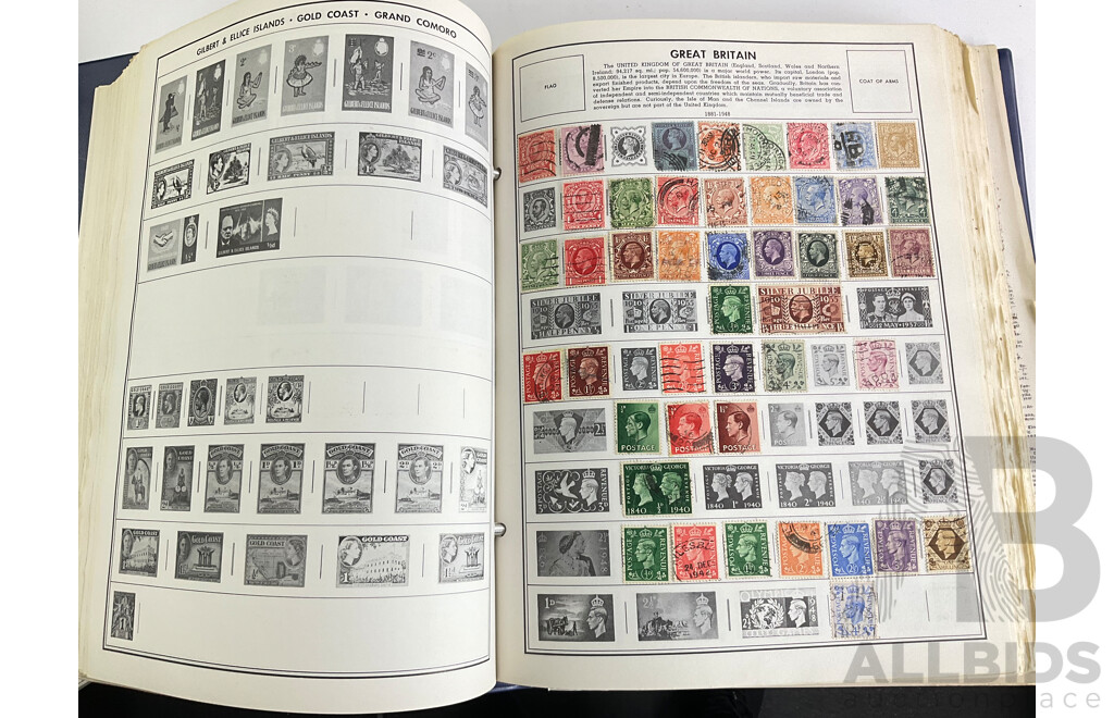 Collection of International Mostly Cancelled Stamps Albums Including Statesman Deluxe Album, Republic of Argentina Third Edition, Yugoslavia, Slovenia, Some Australian Predecimal