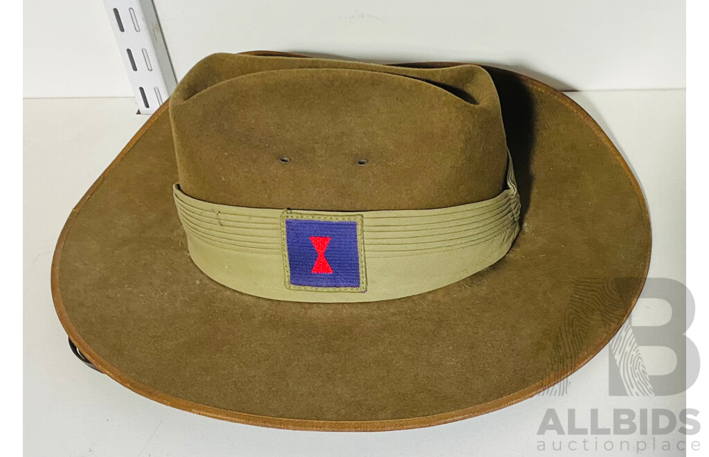 Vintage Felt Wide Brimmed Army Hat