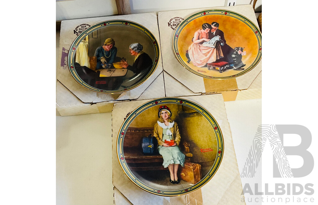 Three Bradford Exchange Norman Rockwell Collectable Plates