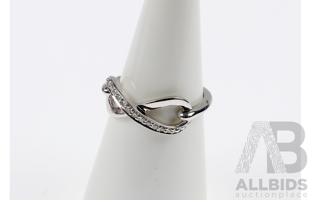 Sterling Silver Diamond Set Infinity Ring, Size N, 2.05 Grams