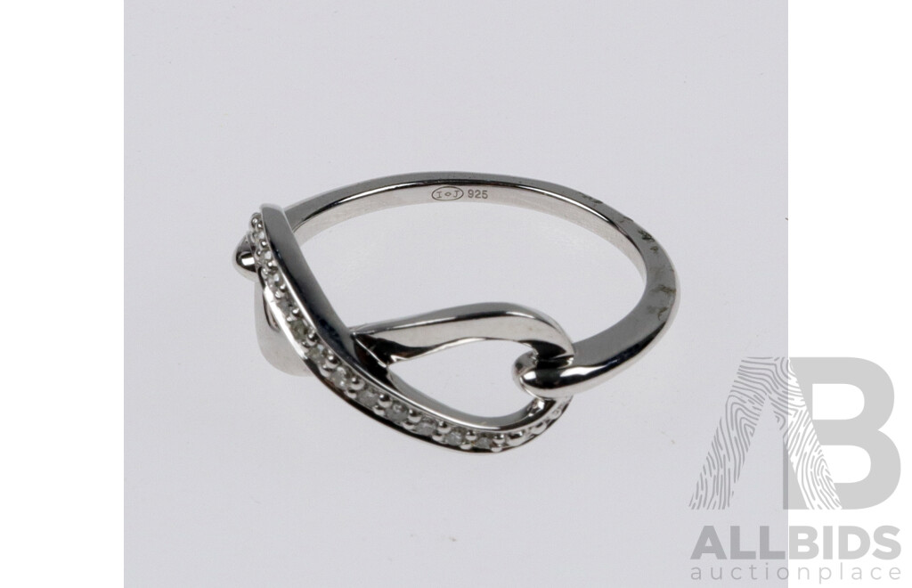 Sterling Silver Diamond Set Infinity Ring, Size N, 2.05 Grams