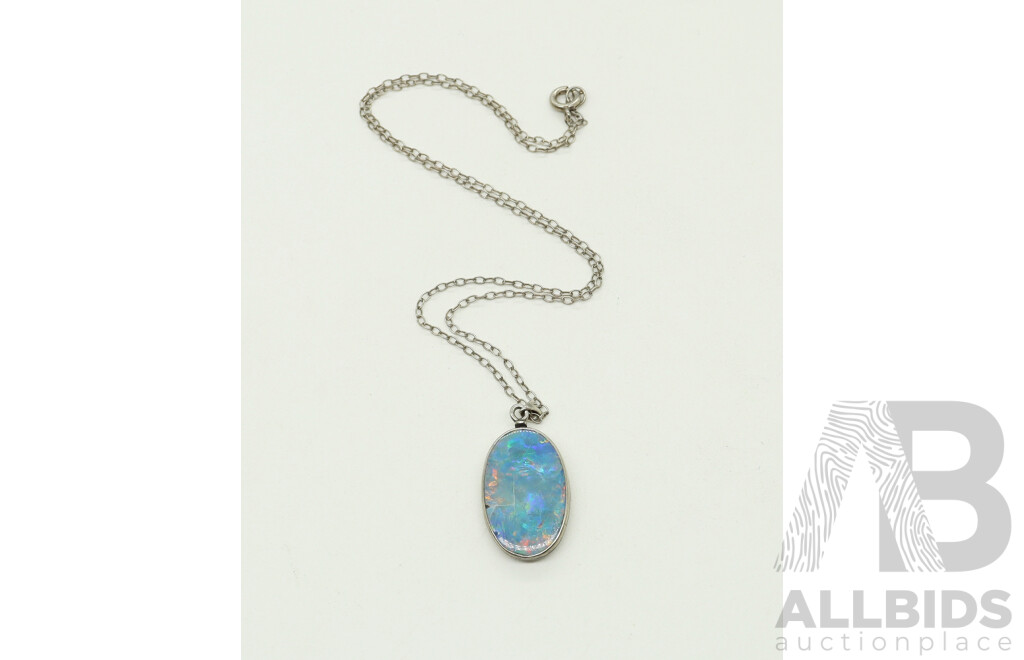 Vintage Opal Pendant with Sterling Silver Chain