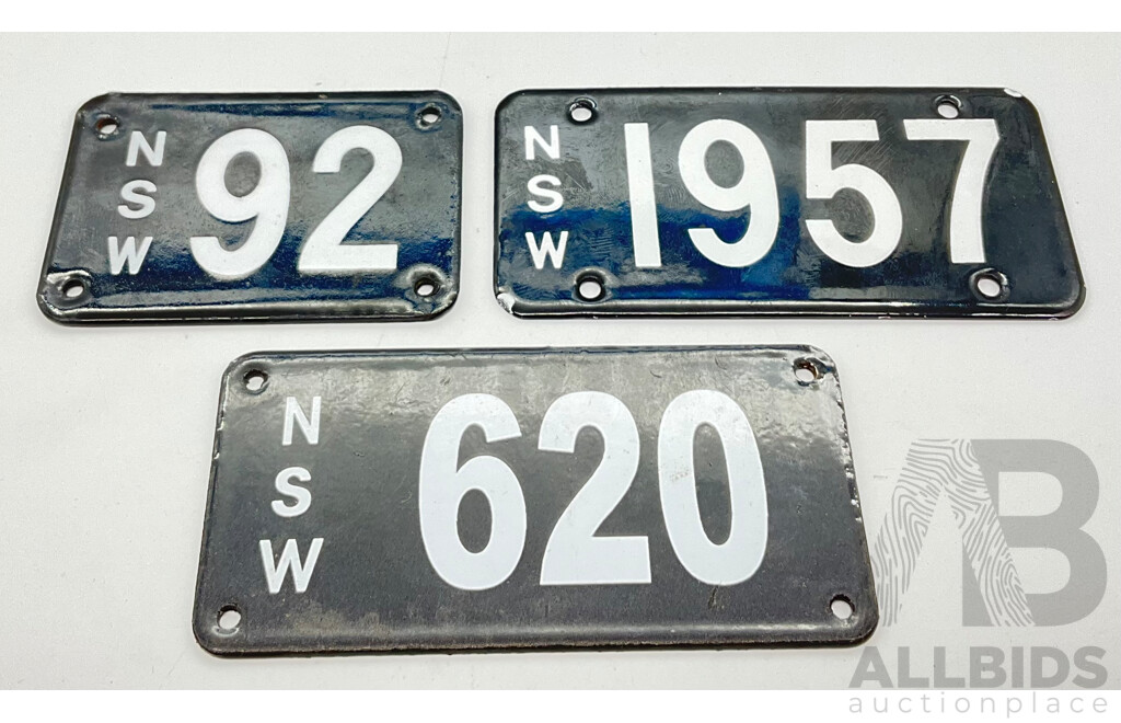 Australian Enameled Miniature N.S.W Number Plates, 1957, 620, 92