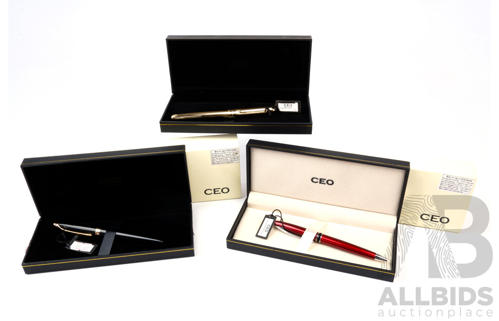 AThree CEO London Designed Ballpoint Pens in Original Boxes