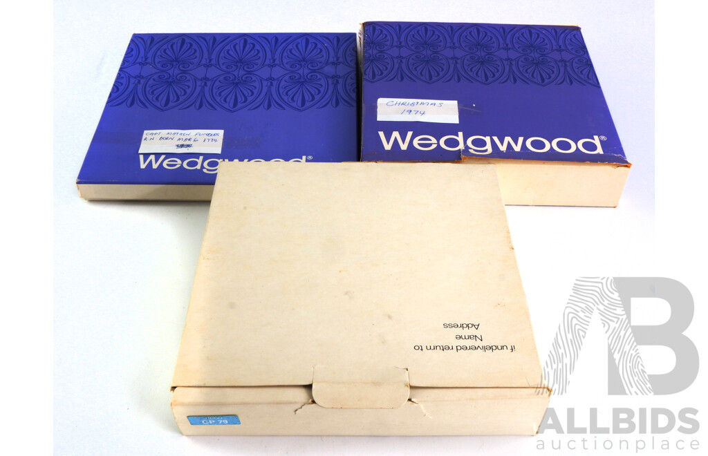 Collection Three Wedgwood Jasperware Commemorative Plates in Original Boxes