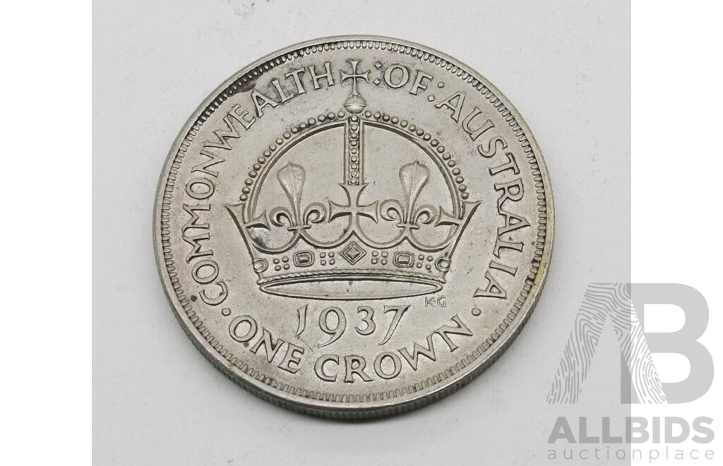 Australian 1937 One Crown Coin, 925 Silver