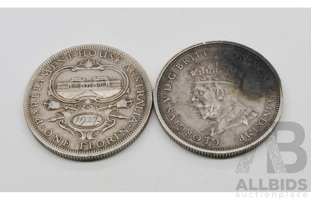 Australian 1927 Commemorative Florins Coins .925 (2)
