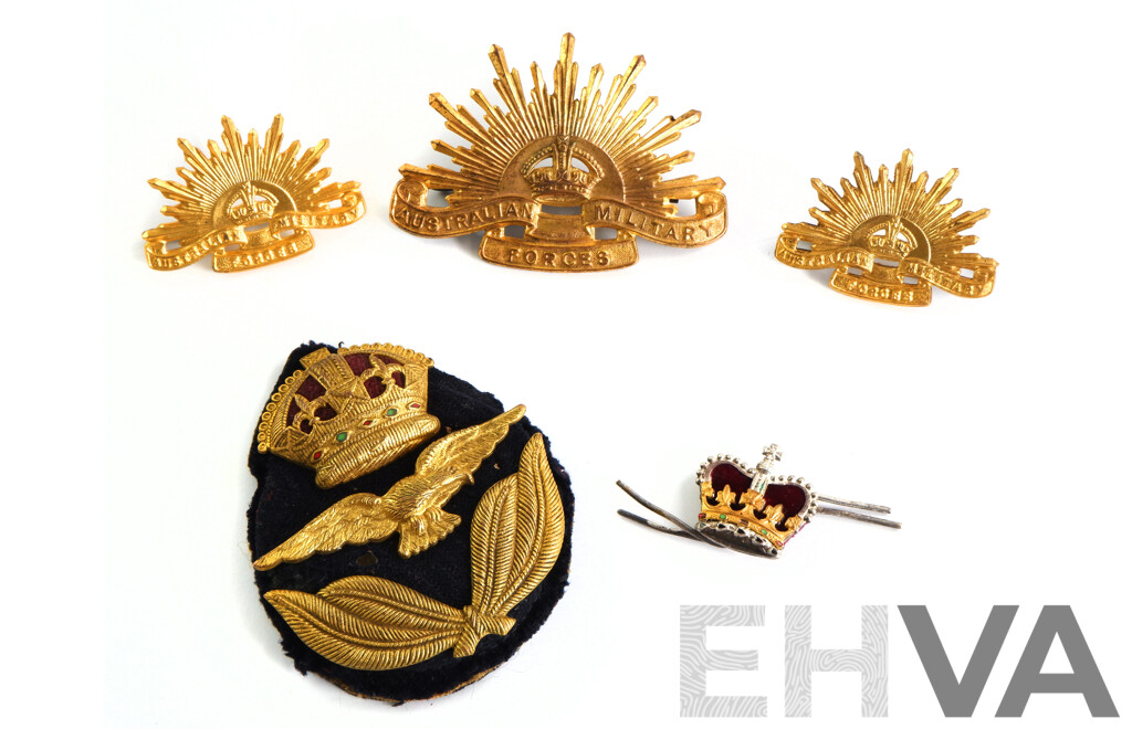 Collection of Milatary Badges Including Australian Military Forces and Royal Air Force