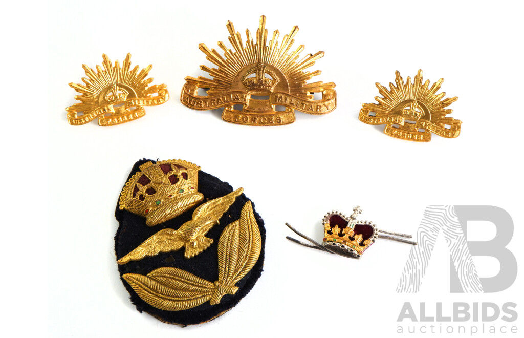Collection of Milatary Badges Including Australian Military Forces and Royal Air Force