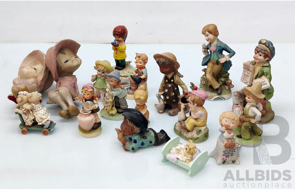 Assorted Porcelain Figurines Including Hummel-Style Figures