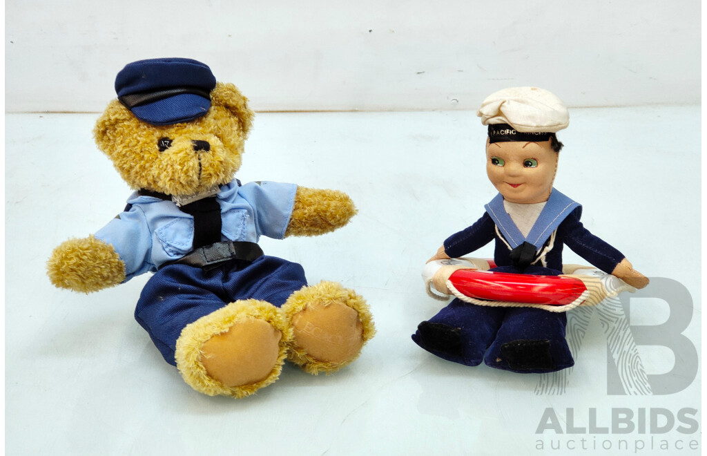 Sailor Doll and Air Force Teddy Bear - Lot of 2