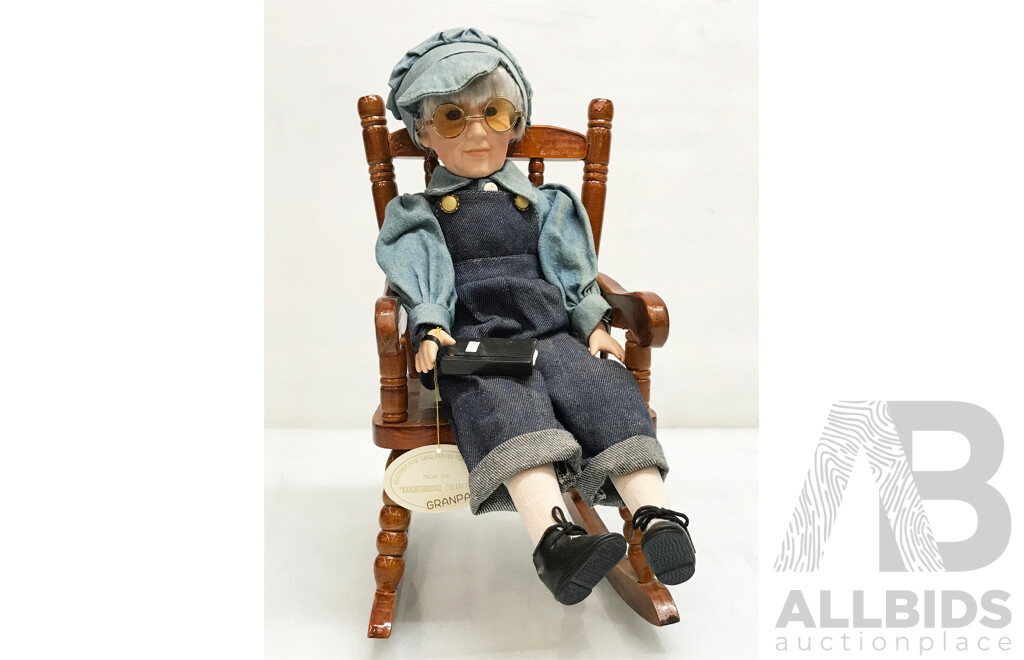 Antique Knightsbridge Collection Granpa Doll with Rocking Chair