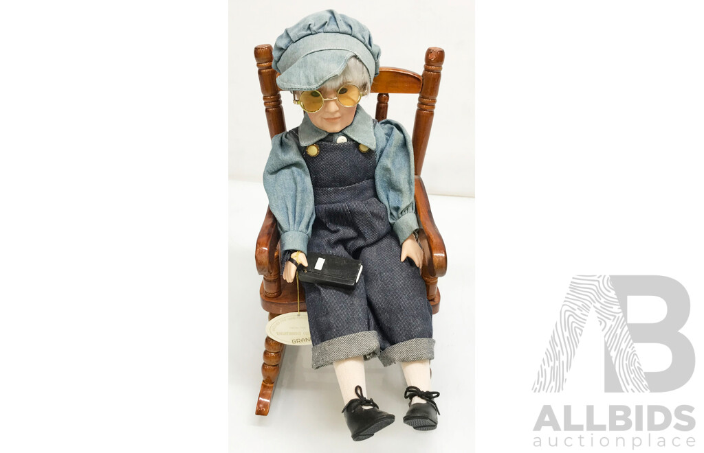Antique Knightsbridge Collection Granpa Doll with Rocking Chair