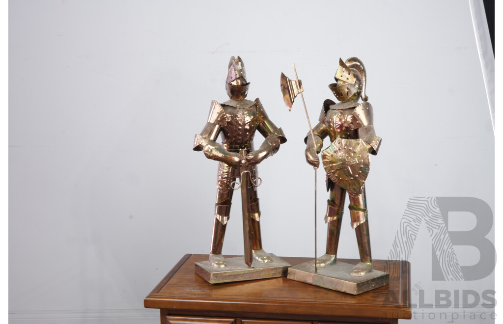 Pair of Decorative Aluminum Knight Sculptors