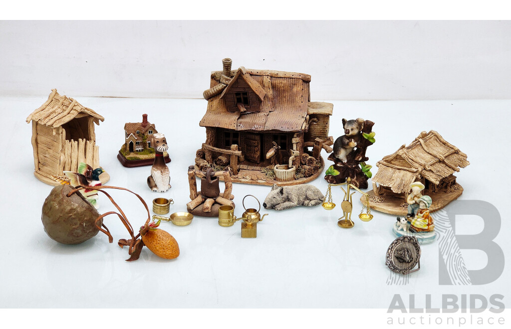Assorted Pottery Sculptures, Figurines, and Miniatures