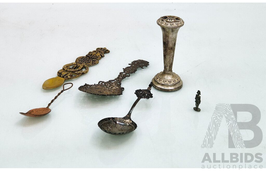 Vintage and Antique Decorative Spoons, Vase and Soldier Figure