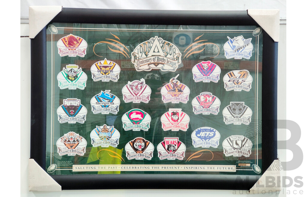 Framed Team Logos Print for the Centenary of Rugby League