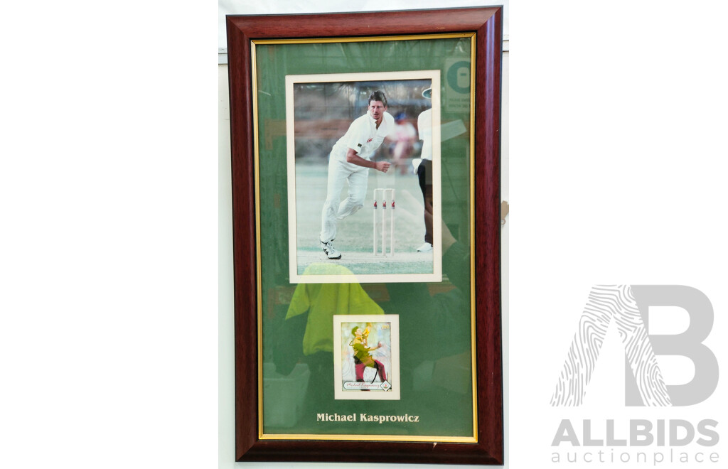 Framed Michael Kasprowicz and Matthew Elliott Cricket Signed Photographs