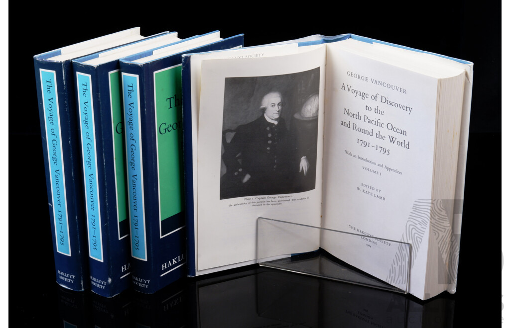 The Voyage of George Vancouver 1791 to 1795, Hakluyt Society, 1984, Four Volume Hardcover Set with Dust Jackets