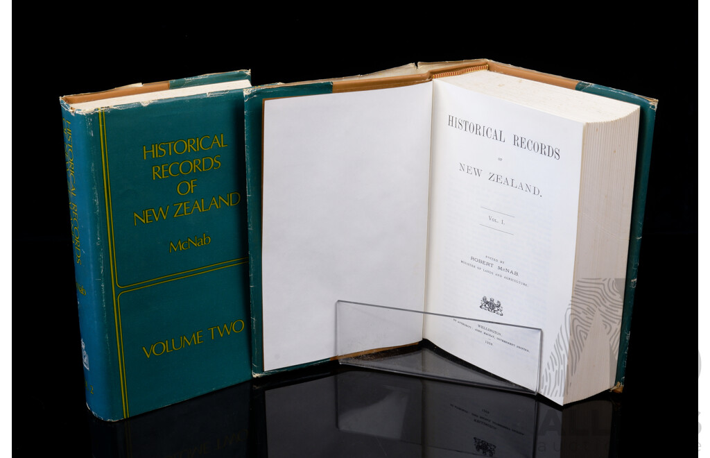 Historical Records of New Zealand, Robert Mcnab, Government Printer, Wellington, 1914, Two Volumes Hardcover Set with Dust Jackets