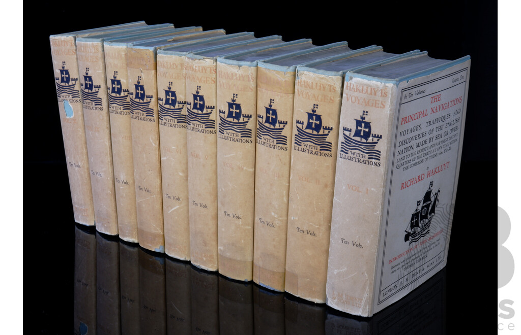 Hakluyts Voyages, J M Dent & Sons, London 1926, Ten Volume Hardcover Set with Dust Jackets