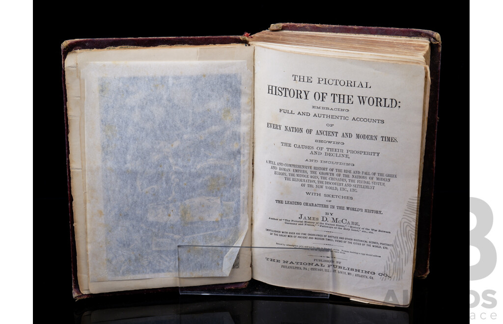 The Pictorial History of the World, the National Publishing Co, 1878, with Tooled Cover and Gilt Spine Detail