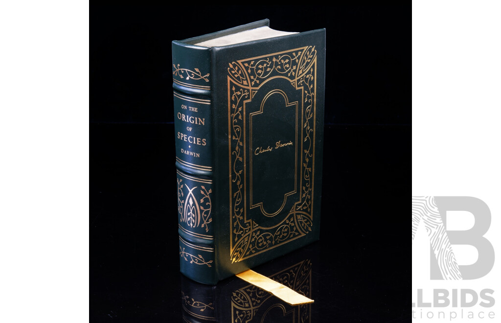 Onthe Origina of Species, Charles Darwin, Privatly Printed for the Members of the Libraries of Gryphon Editions, 1987, Full Cow Hide Binding with 22 Karat Gold Gilding