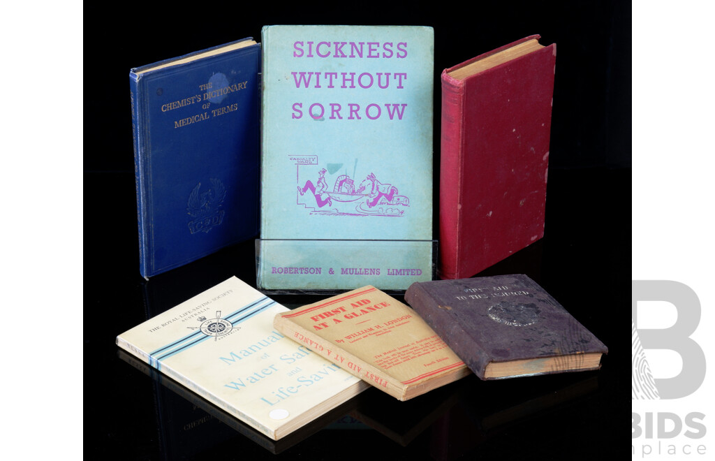 Collection Six Vintage Books Relating to Nursing, First Aid and Medicine