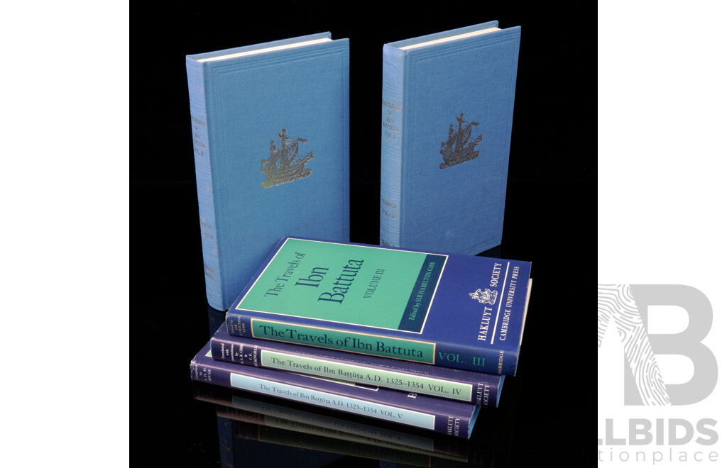 The Travels of Ibn Battuta, Hakluyt Society, 1995, Volumes 1to 5, All Hardcovers, Three with Dust Jackets