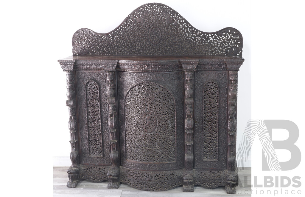 Heavily Carved Anglo-Indian Sideboard