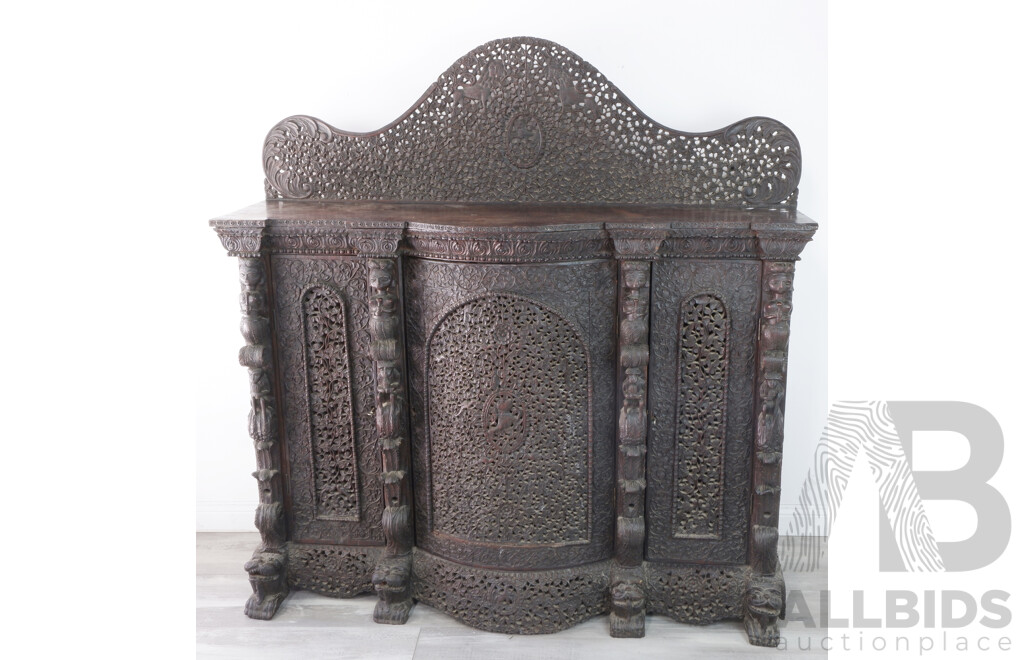 Heavily Carved Anglo-Indian Sideboard