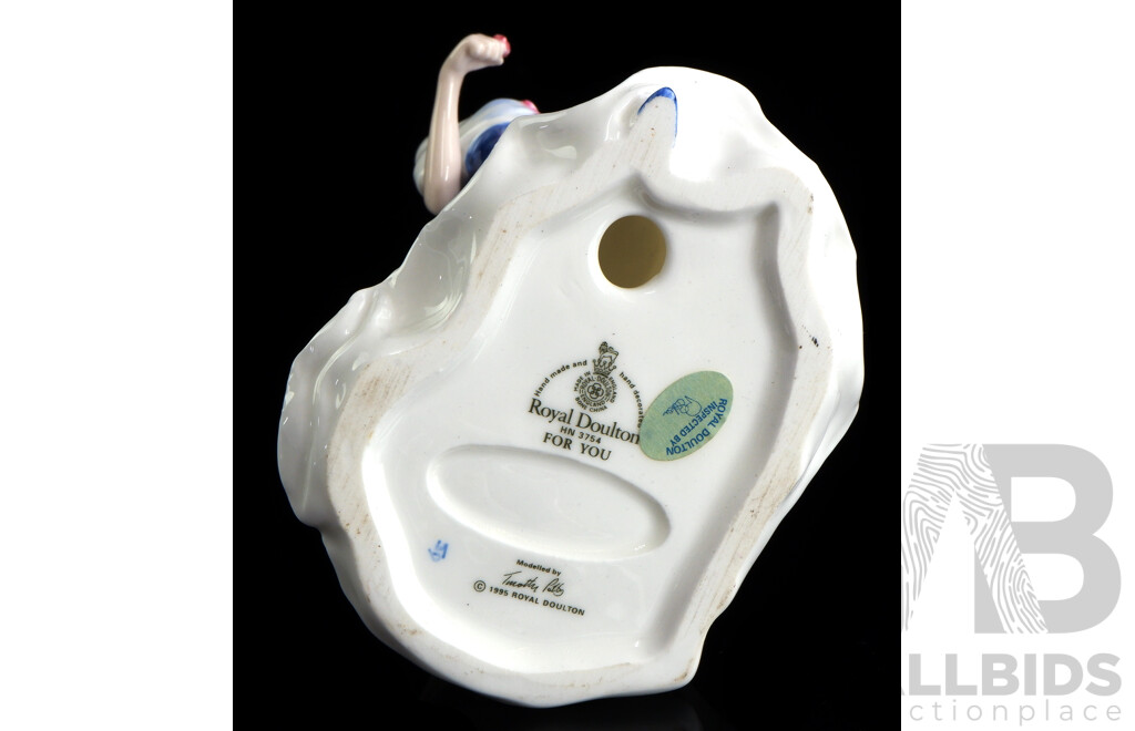 Royal Doulton Porcelain Female Figure, for You, by Timothy Potts, HN 3754, Marks to Base