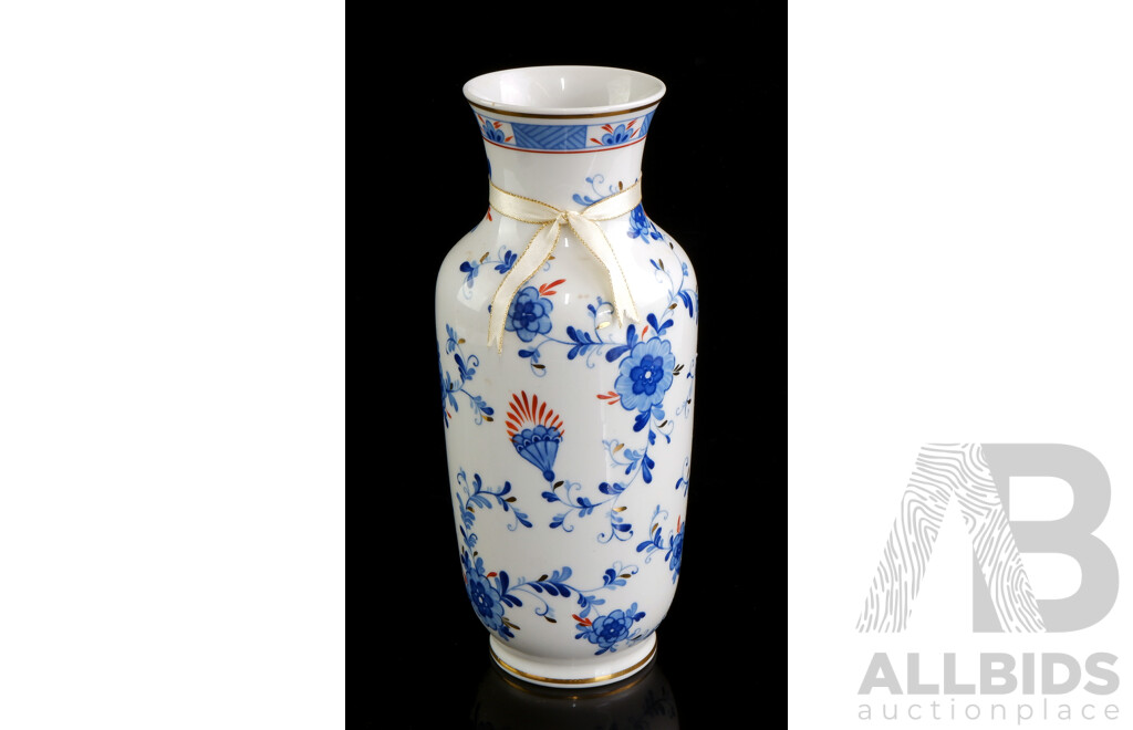 Retro German Echt Kobalt Hand Painted Porcelain Vase, Marked to Base