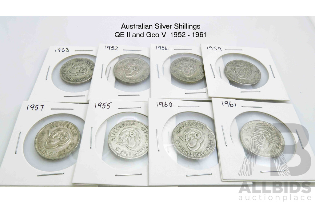AUSTRALIA - Collection of 8 Silver Shillings