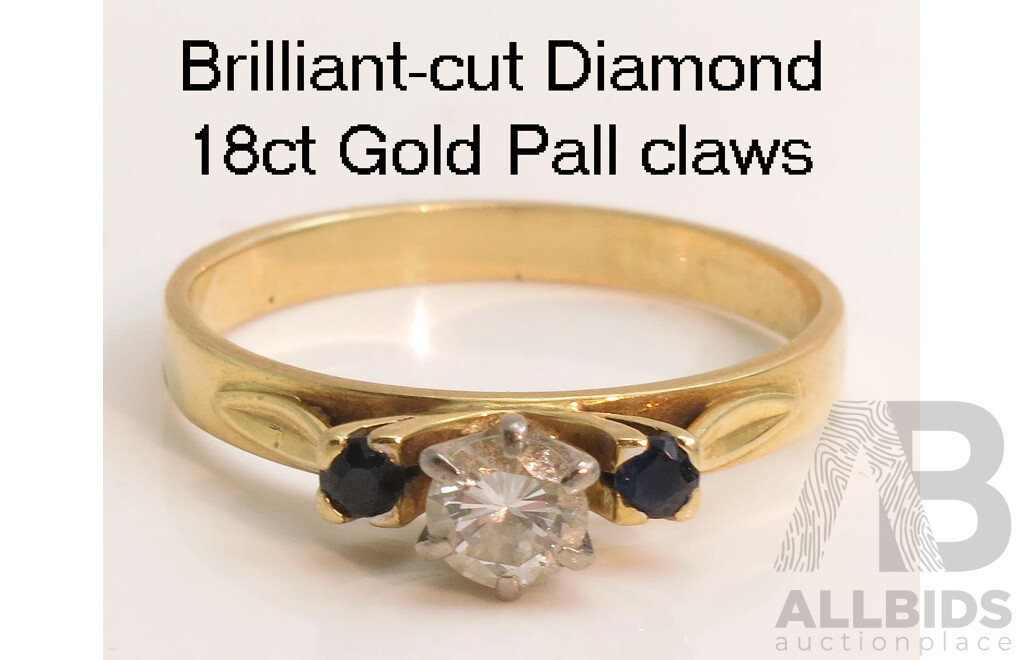 Diamond & Sapphire Ring. 18ct Gold with Platinum & Palladium Setting
