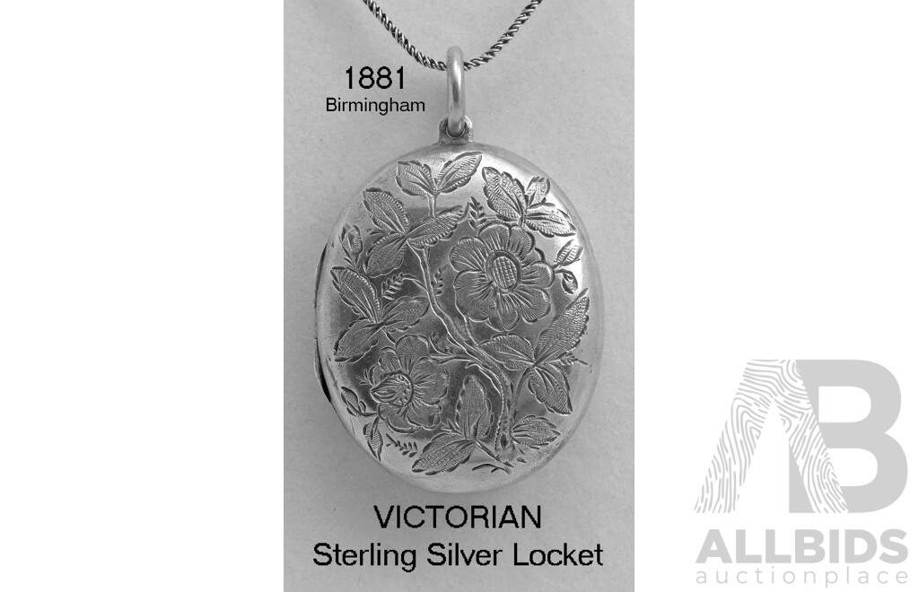 VICTORIAN Sterling Silver Locket. 1881.