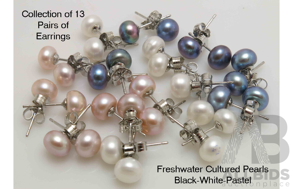 Collection of 15 Pairs of Freshwater Pearl Earrings