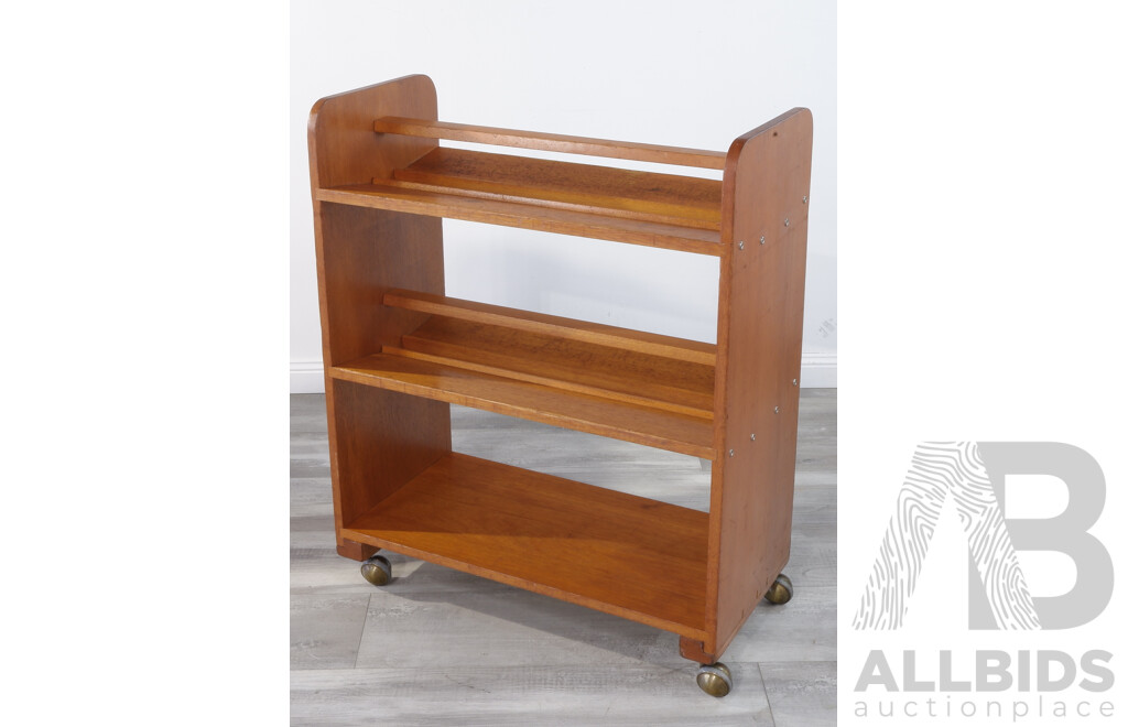 Vintage Timber Library Book Trolley
