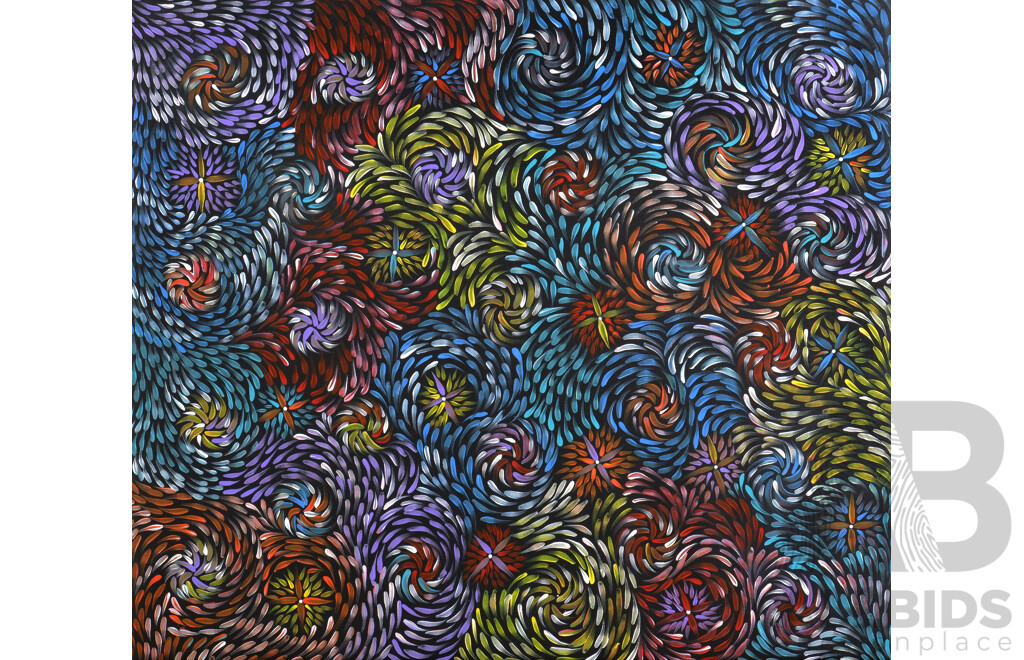 Roseanne Morton Petyarre (Born 1984, Anmatyerre Language Group), Bush Medicine 2022, Acrylic on Canvas