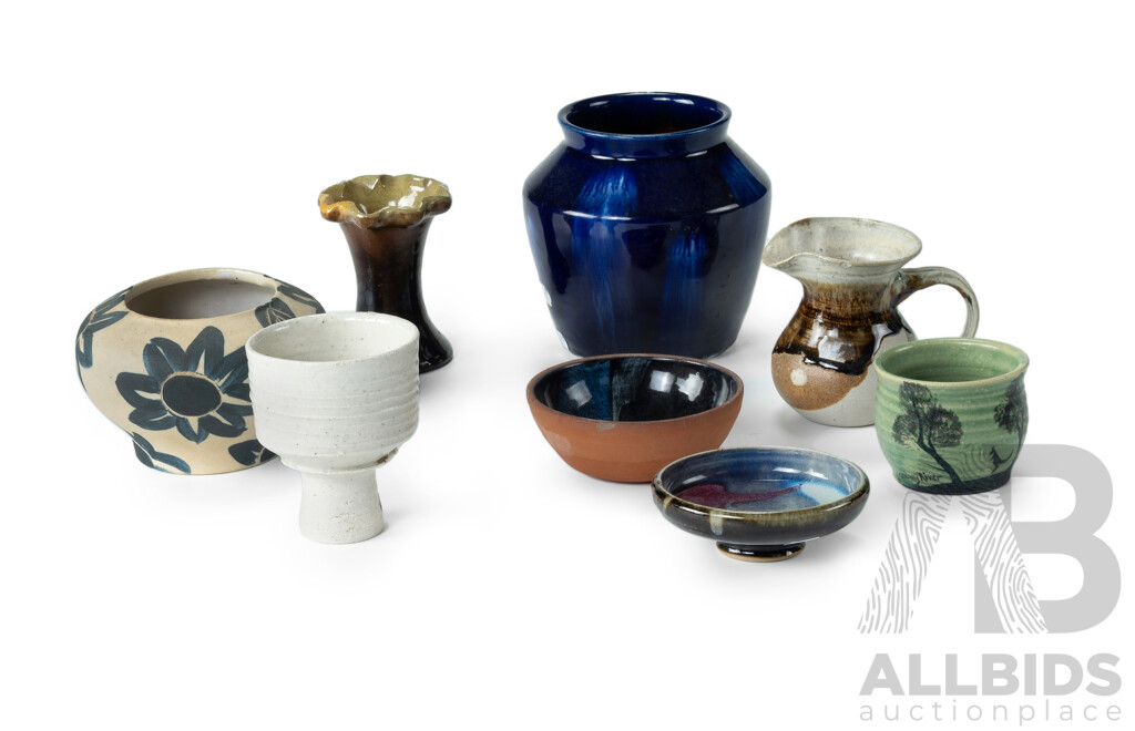 8 Various Australian Studio Pottery Pieces