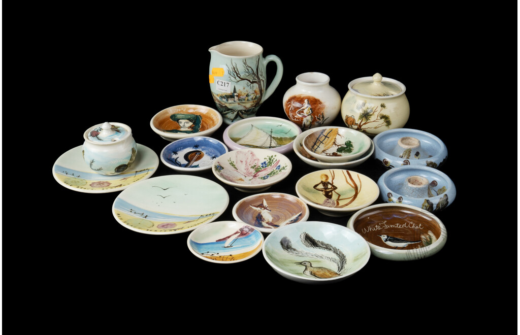 19 Martin Boyd Hand Painted Pottery Pieces