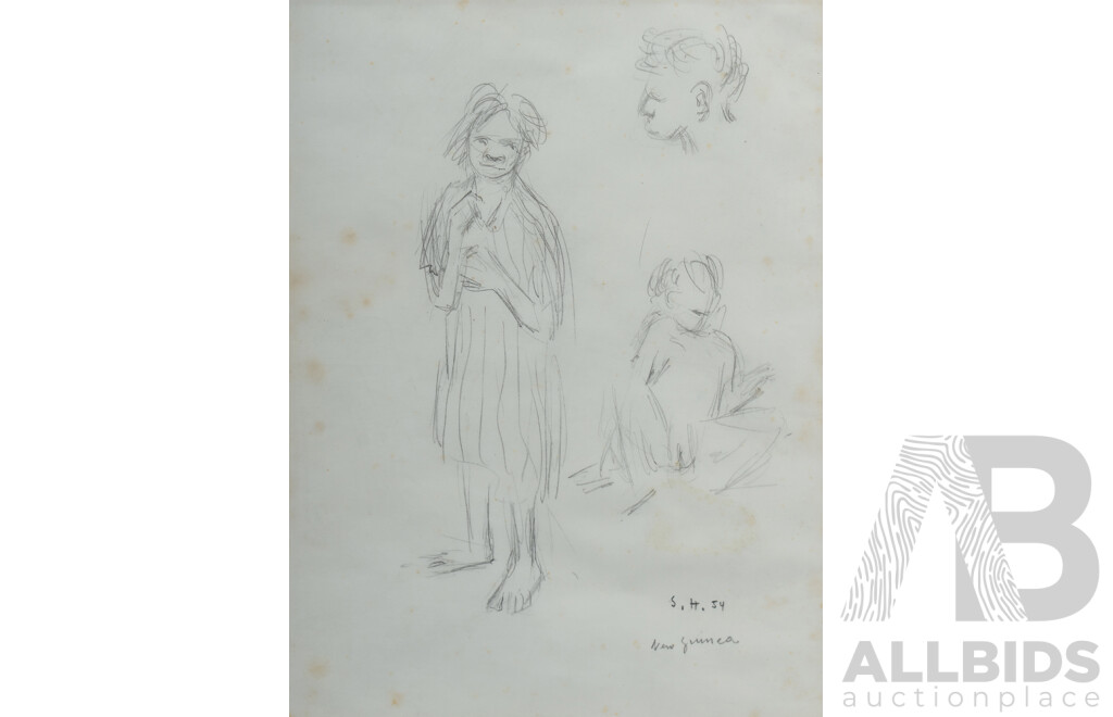 Sali Herman (1898-1993), New Guinea (Figure Studies) 1954, Pencil