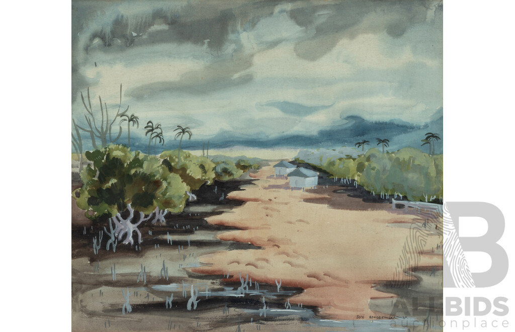 Joy Roggenkamp (1928-1999), Tropical Village, Watercolour & Gouache