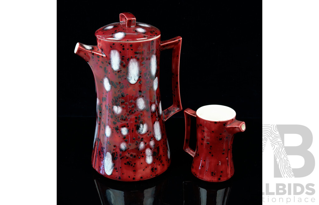 Retro American Arnels Ceramic Lidded Teapot and Creamer, Marked to Base